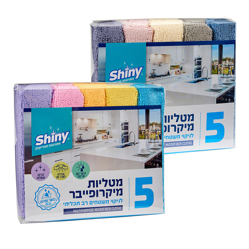 מארז 5 מטליות מיקרופייבר לניקוי שיש ומשטחים
