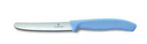 סכין ירקות משוננת תכלת להב עגול Victorinox 11cm