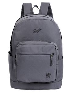 תיק גב אפנתי לנוער עם גב קשיח אורטופדי, ארבע תאי חלוקה, שני תאי בקבוק וקלמר תואם - אפור