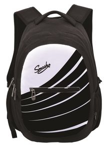 תיק גב אפנתי לנוער עם גב קשיח אורטופדי, ארבע תאי חלוקה, שני תאי צד ותא נגד גניבות - שחור לבן