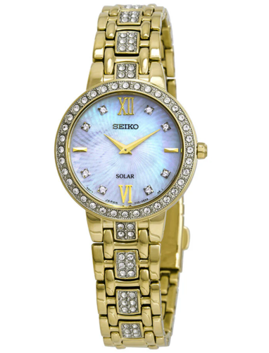 SEIKO SUP364 נשים סולארי משובץ קריסטלים