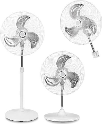 Electro Hanan 20 Inch Industrial 3 In 1 Floor-Wall-Stand Fan 90W White EL-045W