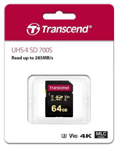 כרטיס זיכרון Transcend 64GB SDXC UHS-II SD 700S