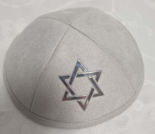 משי אפור עם מגן דויד כסף