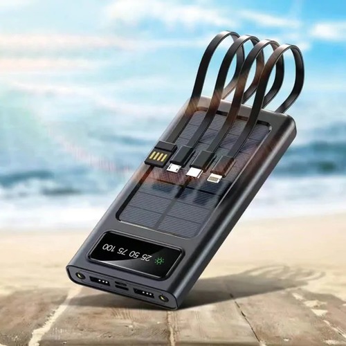 מטען נייד סולארי GPLUS 10000mAh P89 כולל כבלים מובנים ופנס 