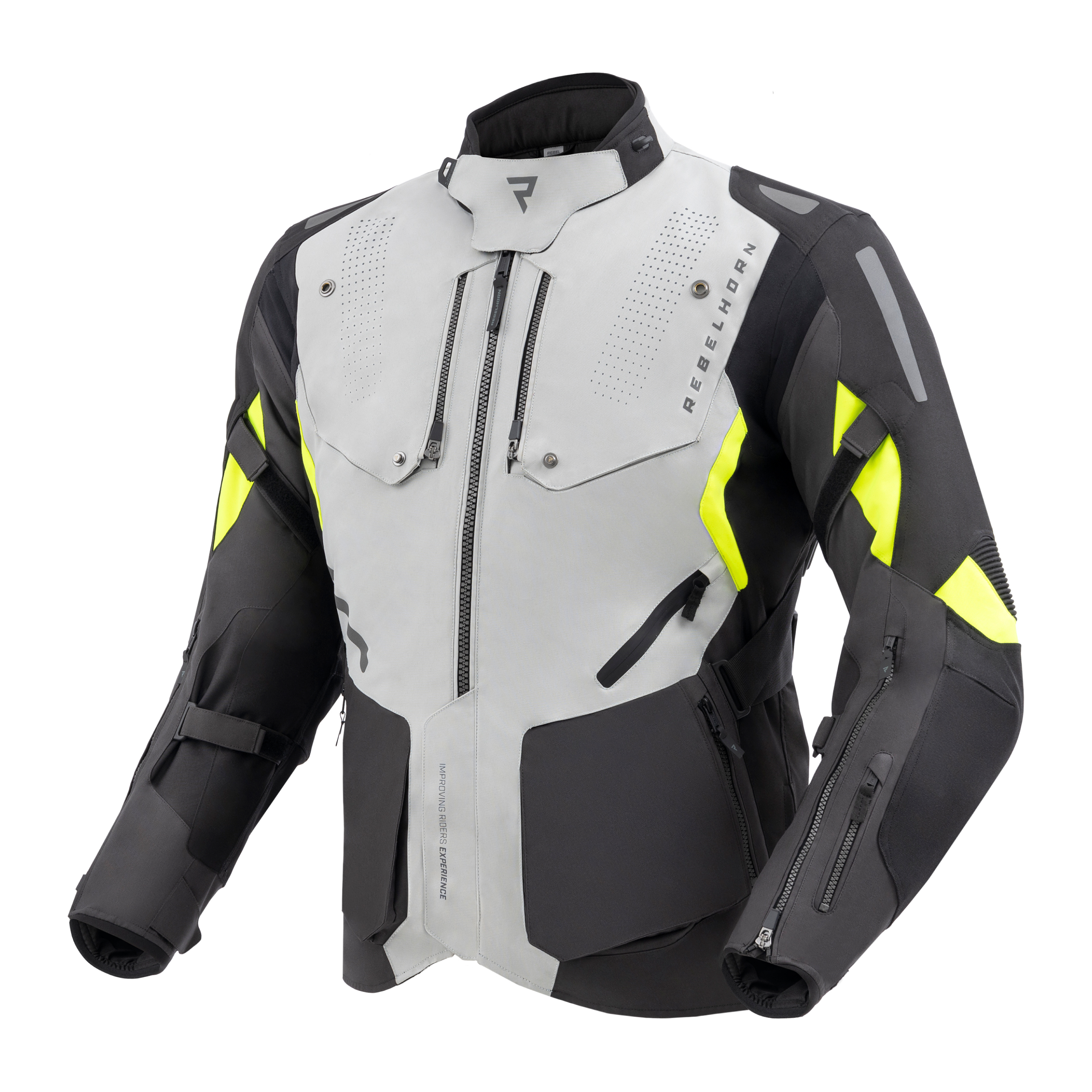 מעיל רב עונתי רבל הורן שחור / אפור / צהוב- REBELHORN HIKER IV TEXTILE JACKET