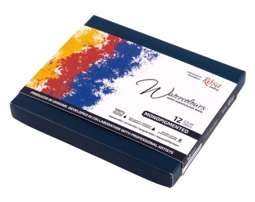 סט צבעי מים, 12 קוביות, מבית ROSA ( דגם MONOPIGMENTED) - new