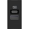 שקע טעינה 5V 3000mA TYPE A+C, 1 מודול שחור CLASSIA