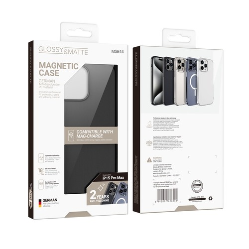 כיסוי MagSafe של המותג GLOSSY&MATTE בצבע שחור לאייפון 15 פרו - iPhone 15 Pro Apple