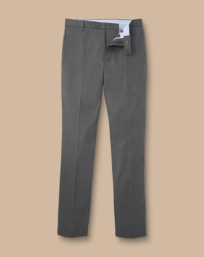 מכנסי כותנה אפורות אלגנטיות -Charcoal grey slim fit smart texture trousers
