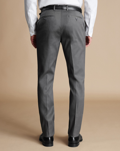 מכנסי כותנה אפורות אלגנטיות -Charcoal grey slim fit smart texture trousers