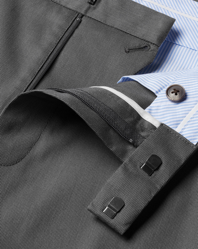מכנסי כותנה אפורות אלגנטיות -Charcoal grey slim fit smart texture trousers