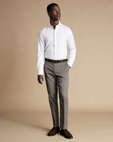מכנסי כותנה אפורות אלגנטיות -Mocha slim fit smart texture trousers
