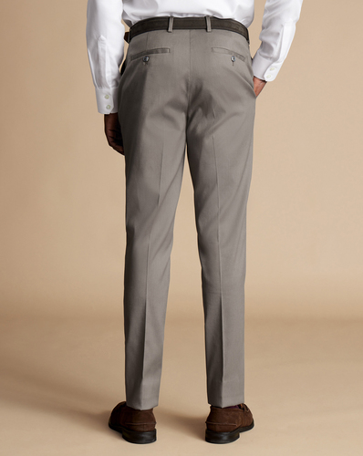 מכנסי כותנה אפורות אלגנטיות -Mocha slim fit smart texture trousers