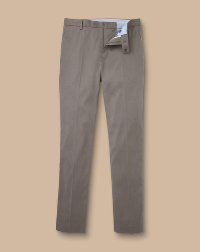 מכנסי כותנה אפורות אלגנטיות -Mocha slim fit smart texture trousers