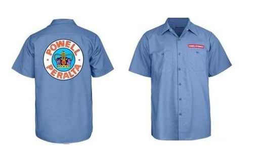 Powell-Peralta Skateboard Skeleton Work Shirt Blue-S