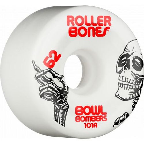 גלגלים לגלגליות Rollerbones Bowl Bombers Wheels 62mm 101A 8pk White