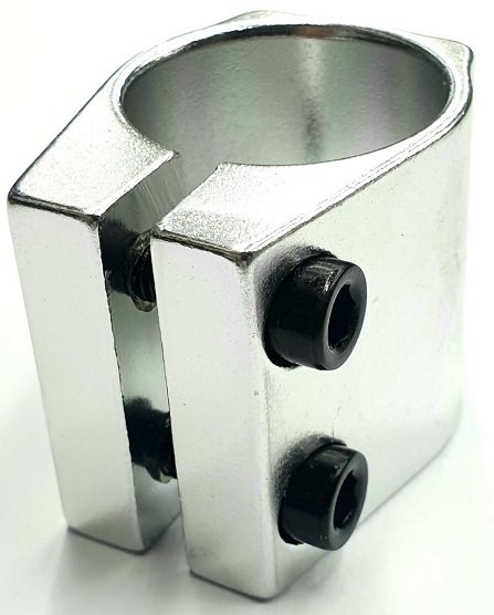 Grit Double Clamp 31.8mm Anodized Silver