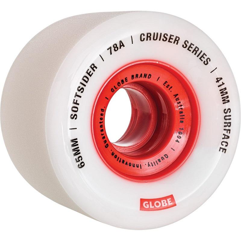 Globe Conical Cruiser Wheels White/Red 65mm