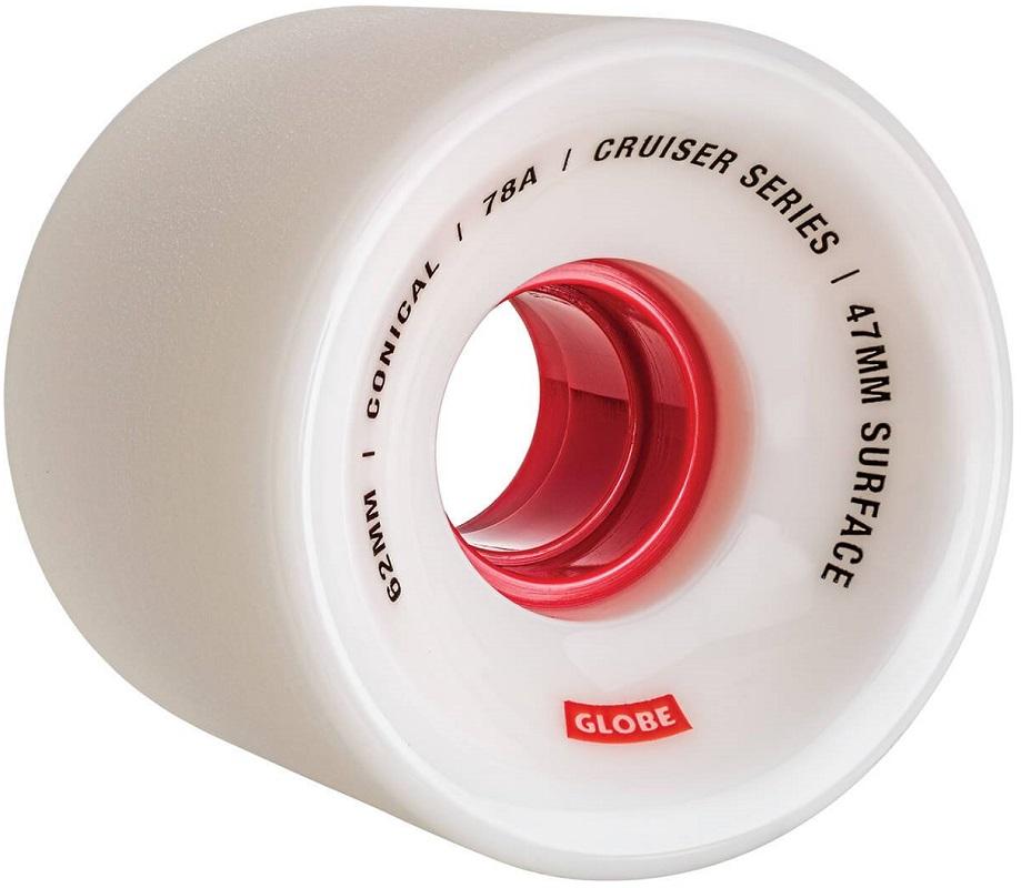 גלגלים לסקייטבורד Globe Conical Cruiser Wheels White/Red 62mm