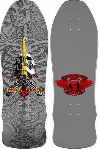 Powell Peralta Geegah Skull and Sword Silver 9.75 X 30 Skateboard Deck