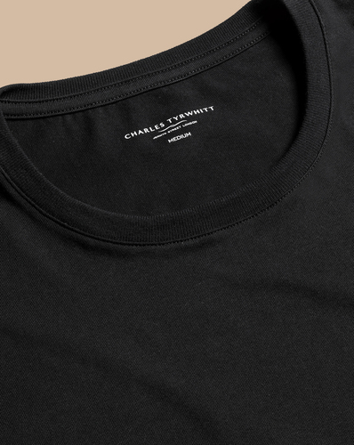 חבילה של 2 גופיות שחורות כותנה - Black 2-pack crew neck cotton t-shirt