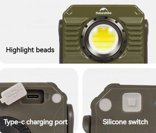 פנס תאורה נטענת לשטח עוצמתית 1200 לומינס NATUREHIKE FLOODLIGHT