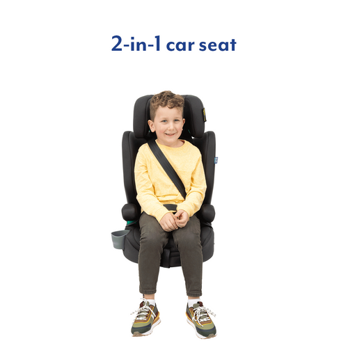 כסא בטיחות ובוסטר אלדורה Eldura R129 עם הגנת צד SAFETY SURROUND ומתקן כוס מובנה - שחור Midnight