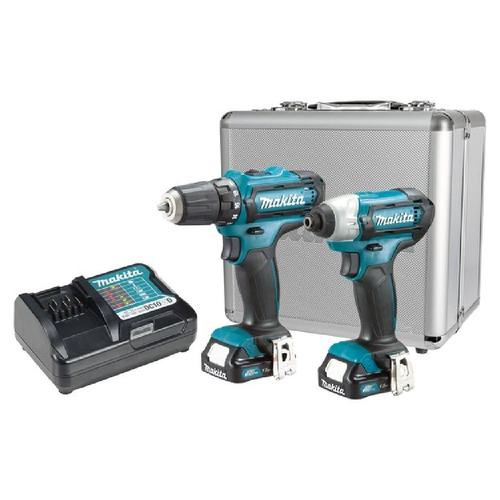 סט נטען 12V מברגת אימפקט +‎ מברגה מקדחה Makita CLX202SX2
