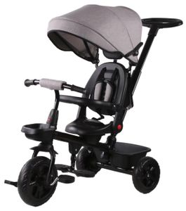 תלת אופן 3 ב 1 דגם TRIFUN עם כיסא נשכב ומסתובב 360 וגלגלי EVA ללא תקרים - אפור