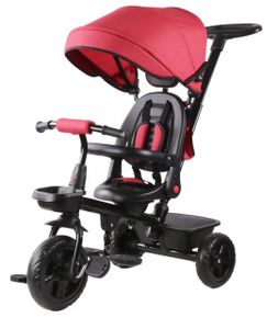 תלת אופן 3 ב 1 דגם TRIFUN עם כיסא נשכב ומסתובב 360 וגלגלי EVA ללא תקרים - אדום