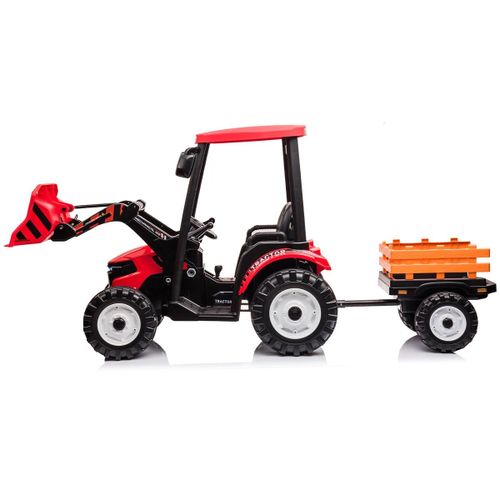 טרקטור ממונע 12V 'הרקולס' עם עגלה נגררת, כף, 2 כיווני נסיעה ושלט רחוק - ירוק