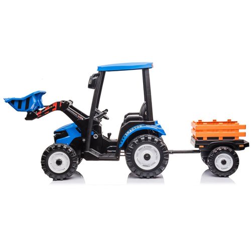 טרקטור ממונע 12V 'הרקולס' עם עגלה נגררת, כף, 2 כיווני נסיעה ושלט רחוק - ירוק
