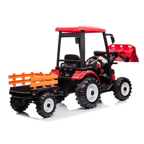 טרקטור ממונע 12V 'הרקולס' עם עגלה נגררת, כף, 2 כיווני נסיעה ושלט רחוק - ירוק