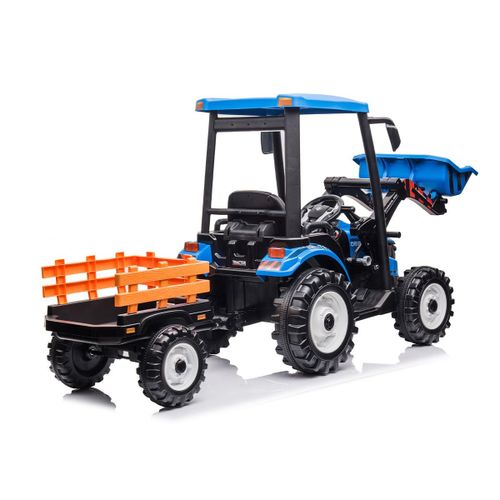 טרקטור ממונע 12V 'הרקולס' עם עגלה נגררת, כף, 2 כיווני נסיעה ושלט רחוק - ירוק