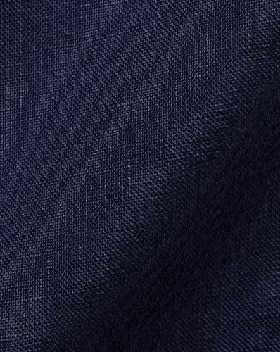 חולצת פשתן כחולה גזרה סלים - Navy blue plain pure linen slim fit shirt