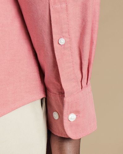 חולצת אוקספורד גזרת אקסטרה סלים - Coral pink plain button-down stretch washed Oxford extra slim fit shirt