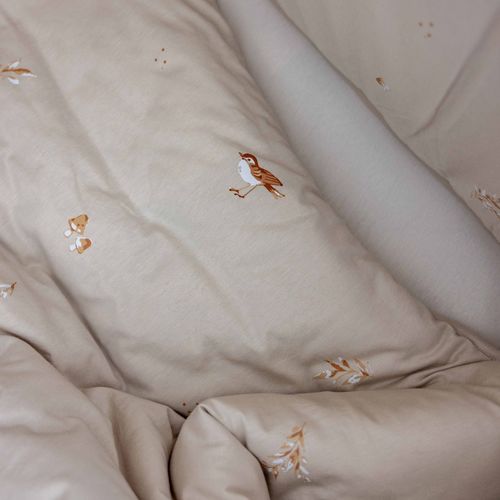 סט מצעים 3 חלקים למיטת תינוק מבד 100% כותנה - ציפורים