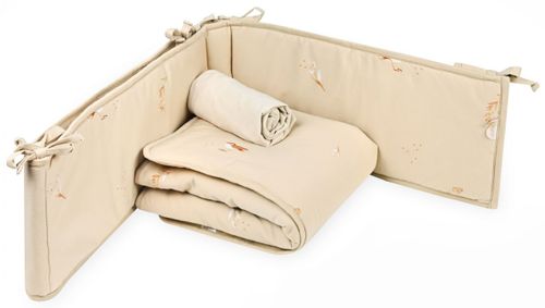 סט מצעים 3 חלקים למיטת תינוק מבד 100% כותנה - ציפורים