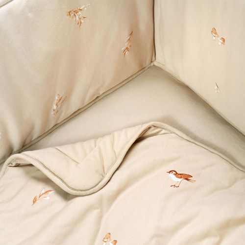 סט מצעים 3 חלקים למיטת תינוק מבד 100% כותנה - ציפורים