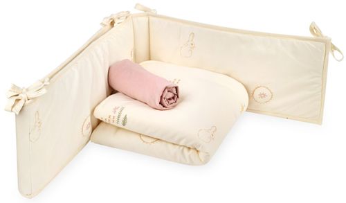 סט מצעים 3 חלקים למיטת תינוק מבד 100% כותנה - ארנב