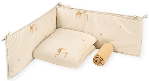 סט מצעים 3 חלקים לעריסת תינוק מבד 100% כותנה - גמל