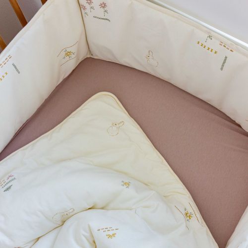 סט מצעים 3 חלקים לעריסת תינוק מבד 100% כותנה - ארנב