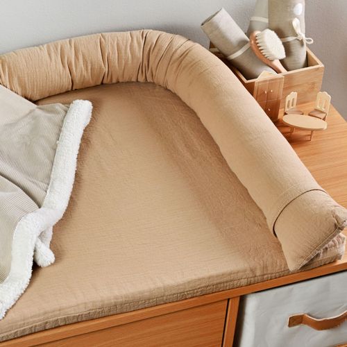 משטח החתלה לשידת תינוק עם בד מונע החלקה 100% כותנה טטרא - ג'קארד חום