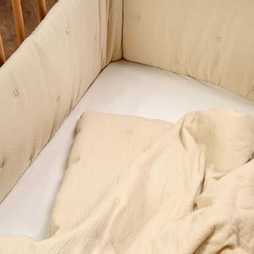 סט מצעים 3 חלקים למיטת תינוק מבד 100% כותנה טטרא - ג'קארד בז'