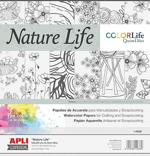 מארז דפי צביעה בגודל 30*30 , 6 דוגמאות  APLI NATURE LIFE
