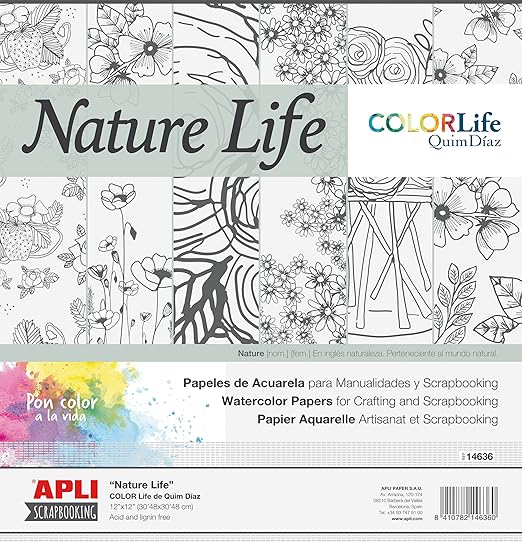 מארז דפי צביעה בגודל 30*30 , 6 דוגמאות  APLI NATURE LIFE