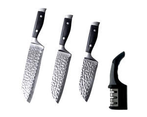 סט 3 סכיני שף סנטוקו La Kitchenette עם משחזת סכינים