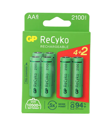סוללות נטענות ReCyko C4+2 2100 AA MINH GP