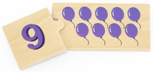 פאזל משחק התאמה 20 חלקים מעץ מלא - כמות למספר